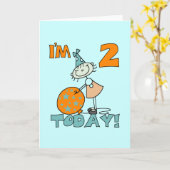 Stick Girl Ik ben 2 Vandaag Tshirts en geschenken Kaart (Gele Bloem)