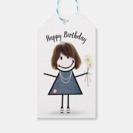 Stick Girl in Blue Jean Dress Cadeaulabel