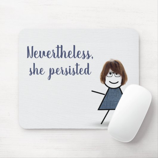 Stick Girl in Denim Dress met Quote Muismat (Met muis)