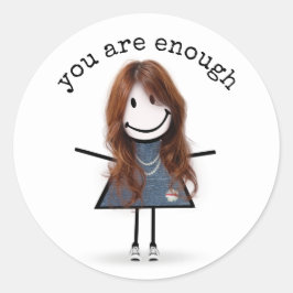 Stick Girl in Sneakers met offerte Ronde Sticker