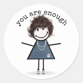 Stick Girl in Sneakers met offerte Ronde Sticker