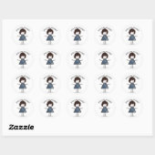 Stick Girl in Sneakers met offerte Ronde Sticker (Vel)
