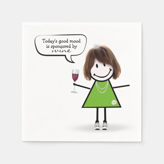 Stick Girl in Sneakers met wijn Servet (Voorkant)