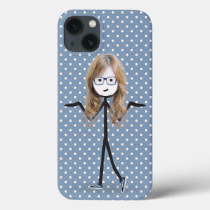 Stick Girl met blond haar op Stippen Case-Mate iPhone Case