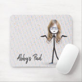 Stick Girl met blond haar op Stippen Muismat (Met muis)