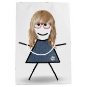 Stick Girl met Blond Hair Medium Cadeauzakje (Voorkant)