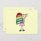 Stick Girl met boeken Briefkaart (Voorkant / Achterkant)