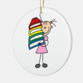 Stick Girl met boeken Keramisch Ornament (Links)