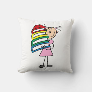 Stick Girl met boeken Kussen