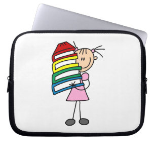Stick Girl met boeken Laptop Sleeve