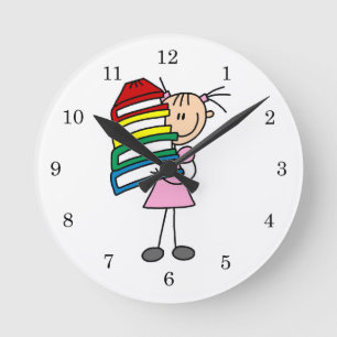 Stick Girl met boeken Ronde Klok