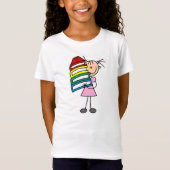 Stick Girl met Boeken T-shirt (Voorkant)