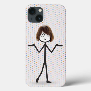 Stick Girl met bril op pooldots Case-Mate iPhone Case