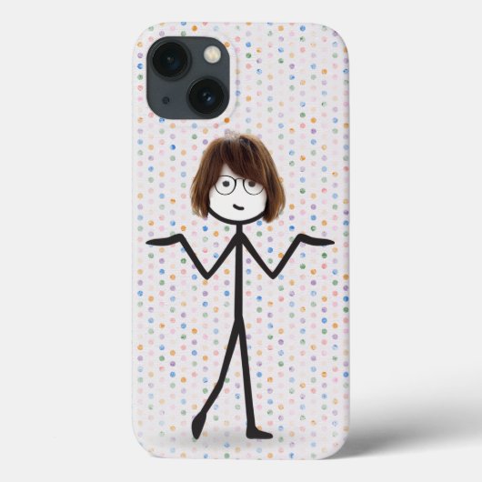 Stick Girl met bril op pooldots Case-Mate iPhone Case (Achterkant)