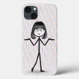 Stick Girl met bril op pooldots Case-Mate iPhone Case