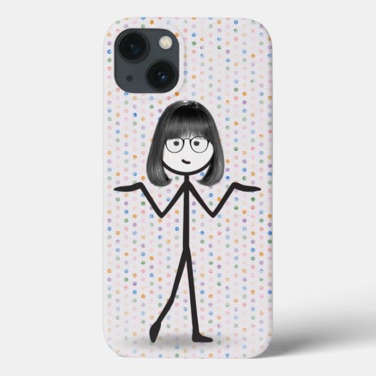 Stick Girl met bril op pooldots Case-Mate iPhone Case (Achterkant)