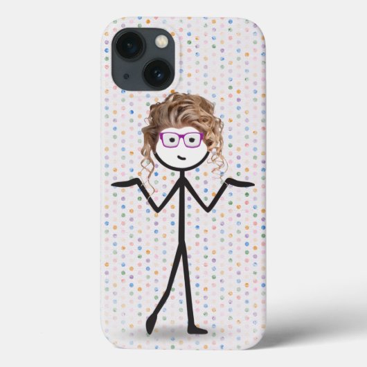 Stick Girl met bril op pooldots Case-Mate iPhone Case (Achterkant)