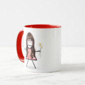 Stick Girl met Daisies en Inspirerend Quote Mok (Voorkant links)