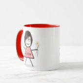 Stick Girl met Daisies en Inspirerend Quote Mok (Voorkant links)