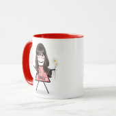 Stick Girl met Daisies en Inspirerend Quote Mok (Voorkant links)