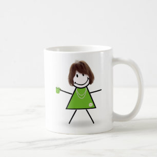 Stick Girl met Green Coffee Mok