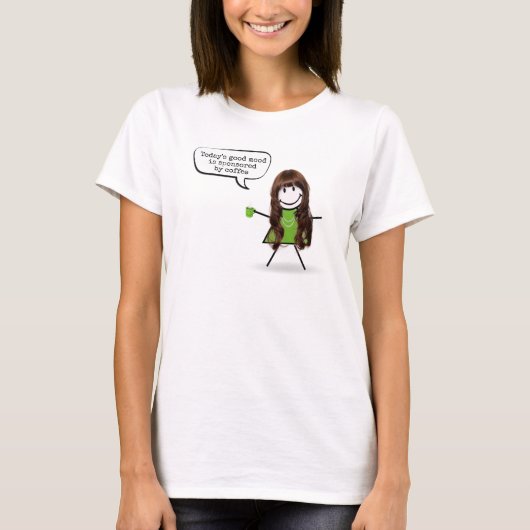 Stick Girl met Green Coffee Mok T-shirt (Voorkant)