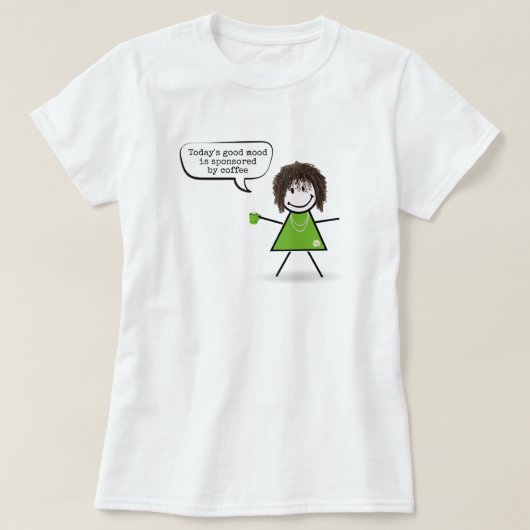 Stick Girl met Green Coffee Mok T-shirt (Design voorkant)