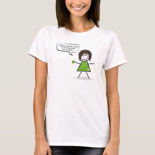 Stick Girl met Green Coffee Mok T-shirt (Voorkant)