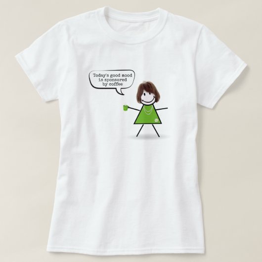 Stick Girl met Green Coffee Mok T-shirt (Design voorkant)