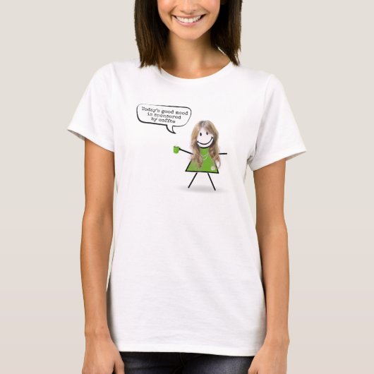 Stick Girl met Green Coffee Mok T-shirt (Voorkant)