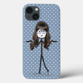 Stick Girl met haar op Stippen Case-Mate iPhone Case (Achterkant)