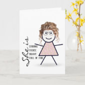 Stick Girl met haar voor zuster Kaart (Gele Bloem)