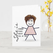 Stick Girl met haar voor zuster Kaart (Gele Bloem)