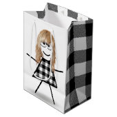Stick Girl met Hair en Buffalo Play Medium Cadeauzakje (Voorkant Gekanteld)