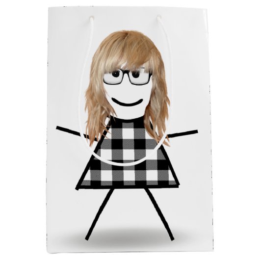 Stick Girl met Hair en Buffalo Play Medium Cadeauzakje (Voorkant)