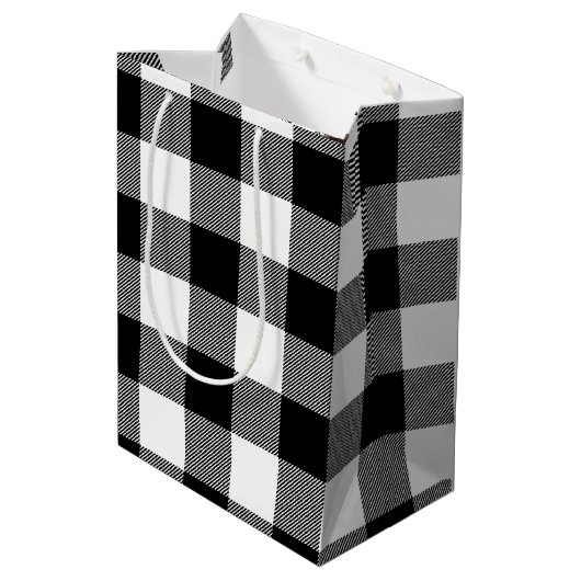 Stick Girl met Hair en Buffalo Pset Pattern Medium Cadeauzakje (Achterkant Gekanteld)