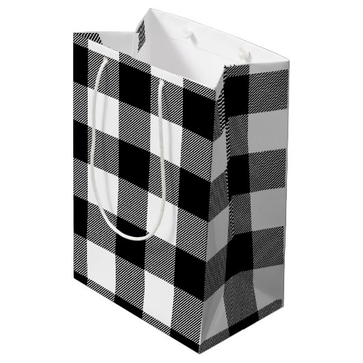 Stick Girl met Hair en Buffalo Pset Pattern Medium Cadeauzakje (Achterkant Gekanteld)