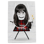 Stick Girl met Hair en Daisies Medium Cadeauzakje (Voorkant)