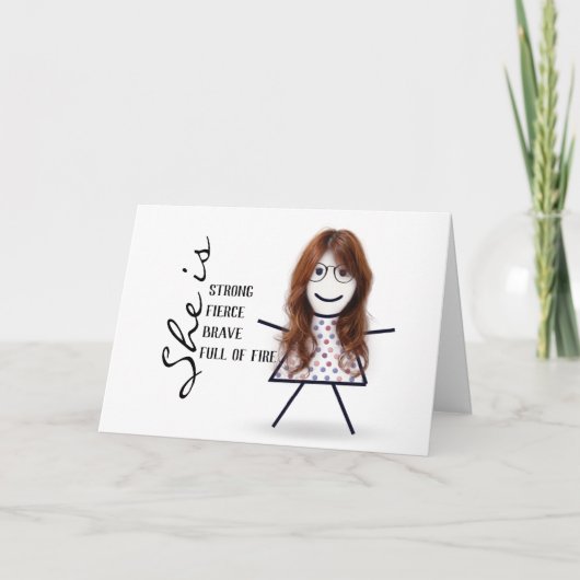 Stick Girl met Hair voor de verjaardag van mama Kaart (Voorkant)