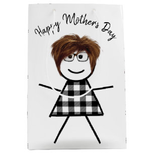 Stick Girl met Hair voor Moederdag Medium Cadeauzakje