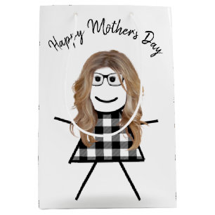Stick Girl met Hair voor Moederdag Medium Cadeauzakje