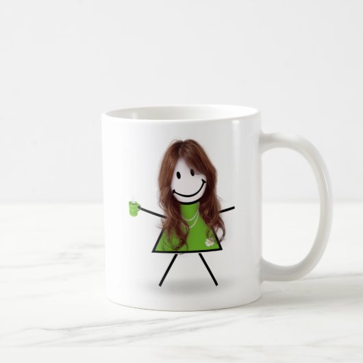 Stick Girl met koffie en quote Koffiemok (Rechts)