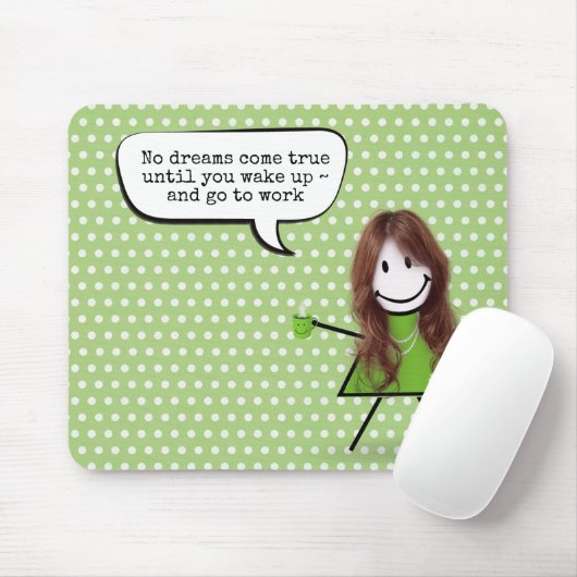 Stick Girl met koffie-Mok en offerte Muismat (Met muis)