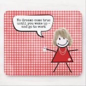 Stick Girl met koffie-Mok op Gingham Muismat (Voorkant)