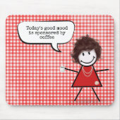 Stick Girl met koffie-Mok op Gingham Muismat (Voorkant)
