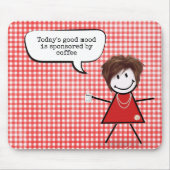 Stick Girl met koffie-Mok op Gingham Muismat (Voorkant)