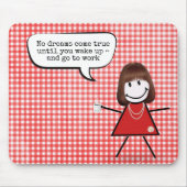 Stick Girl met koffie-Mok op Gingham Muismat (Voorkant)