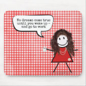 Stick Girl met koffie-Mok op Gingham Muismat (Voorkant)