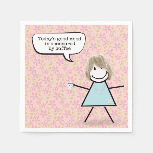 Stick Girl met koffie-Mok Servet (Voorkant)