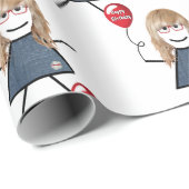 Stick Girl met Red Birthday ballon Cadeaupapier (Rol Hoek)
